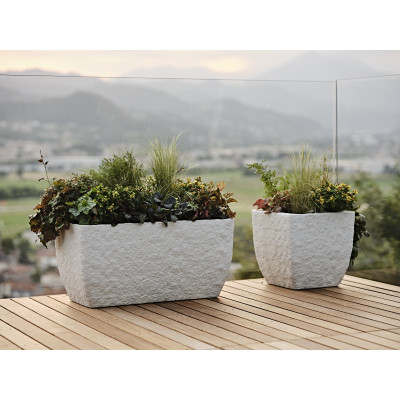 CASSETTA PETRAM CON RISERVA D'ACQUA cm. 81x42x40,4 h BIANCO PIETRA