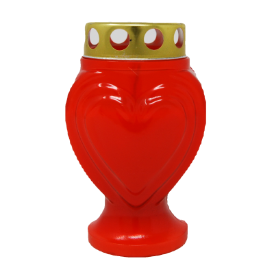 LUMINO CERA CUORE 3gg cm. 9,4x7,2x15 h ROSSO