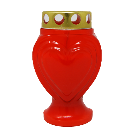 LUMINO CERA CUORE 3gg cm. 9,4x7,2x15 h ROSSO