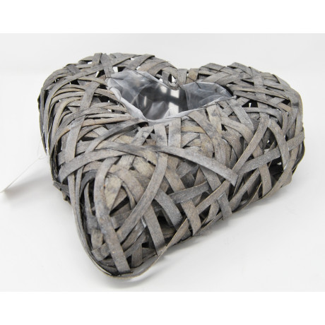 BASE CUORE VIMINI cm. 27x12x9 h GRIGIO