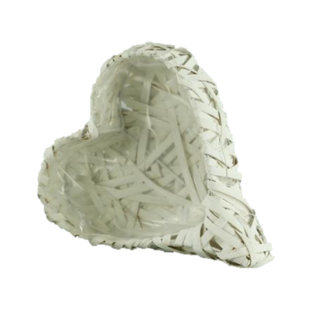 BASE CUORE VIMINI cm. 25x20x7 h BIANCO