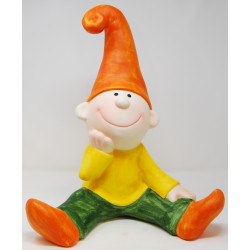 SITTING GNOME WITH HAND IN FACE cm. 21x22x31 h ORANGE